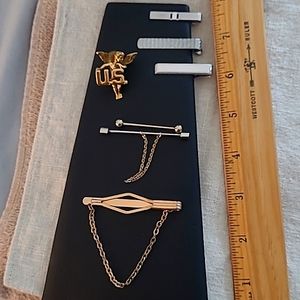 MENS vintage tie clips tie bar lapel pin set of 7